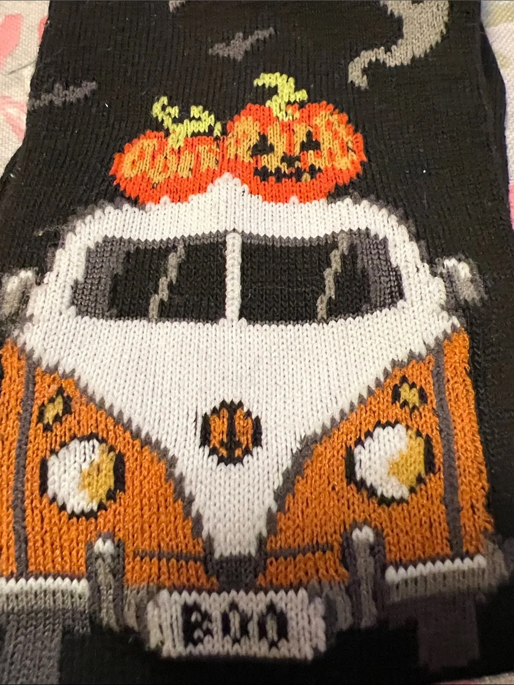 Into Socks Women's Black Halloween Van & Pumpkin Crew Socks